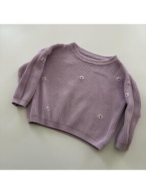 5t Purple Knit Embroidered Sweater